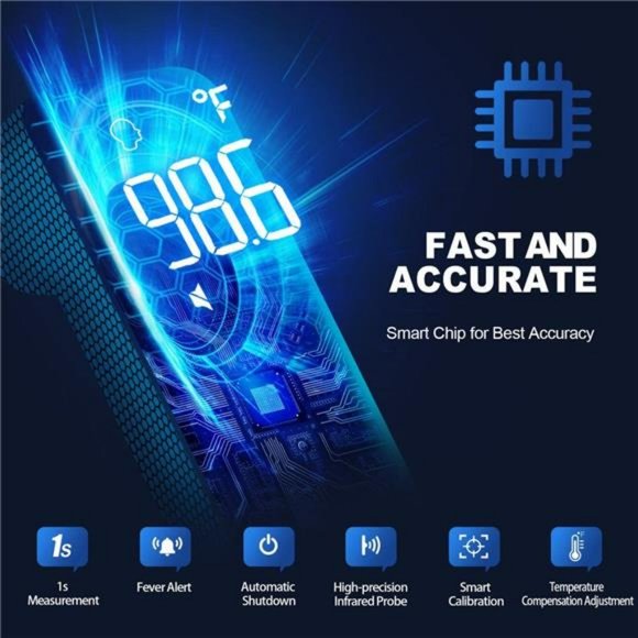 Forehead Thermometer with Fever Alarm, LCD Display and Memory Function, - Picture 4 of 6